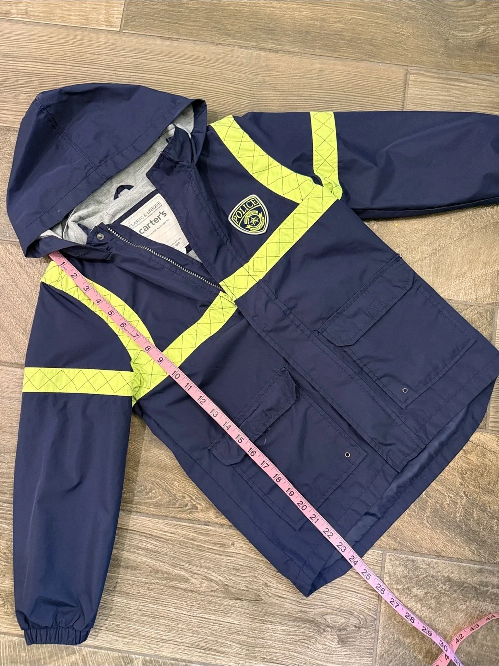 Carter’s Boys Police Utility Rain Jacket Navy Hooded Size 8 XL